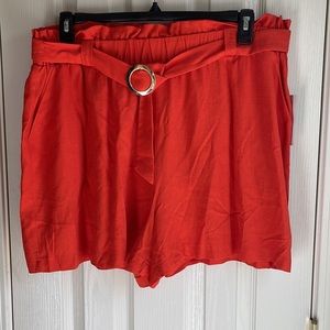 NWT BOLD ELEMENTS BELTED RED CLAY PULL ON SHORTS